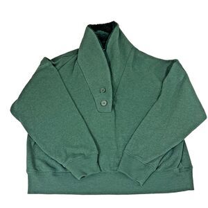 American Eagle Green Shawl Women Pullover Sweater Fleece Sherpa Collar Large